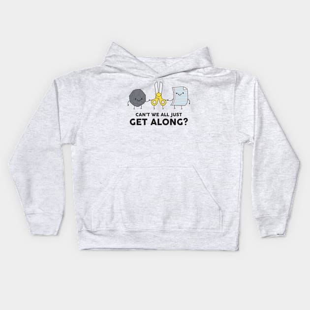 Rock Paper Scissors -Can't We All Just Get Along? Kids Hoodie by redbarron